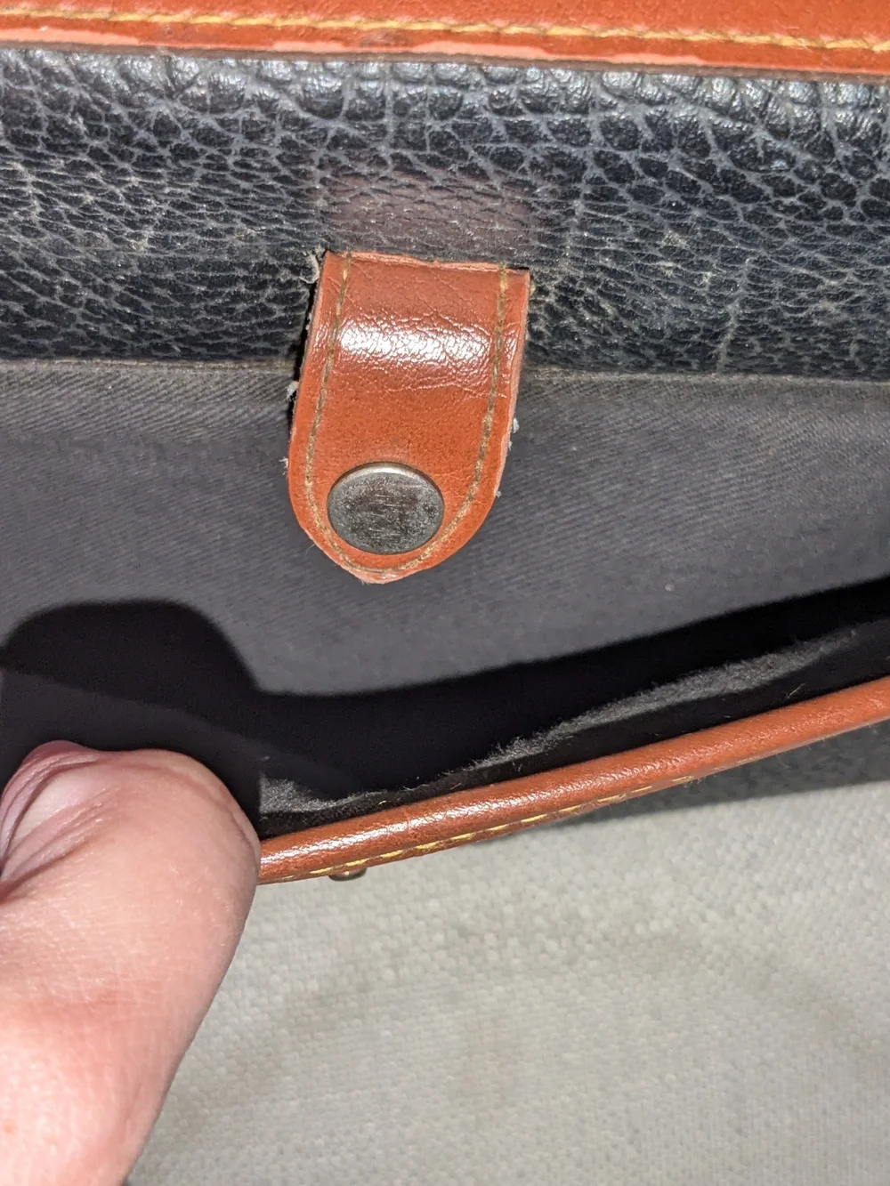 Dooney & Bourke Black Pebbled Leather Briefcase with Brown Trim